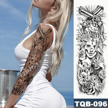 Large Arm Sleeve Tattoo Japanese Wave Waterproof Temporary Tattoo Sticker Lily Peacock Men Full Tiger Fox Tatoo Body Art Women