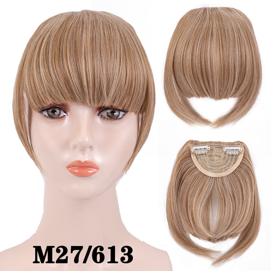 Alileader New Synthetic Blunt Bangs Soft Light Hair Bangs Clip On Hair Style Extensions False Fringe More Durable Straight Bang