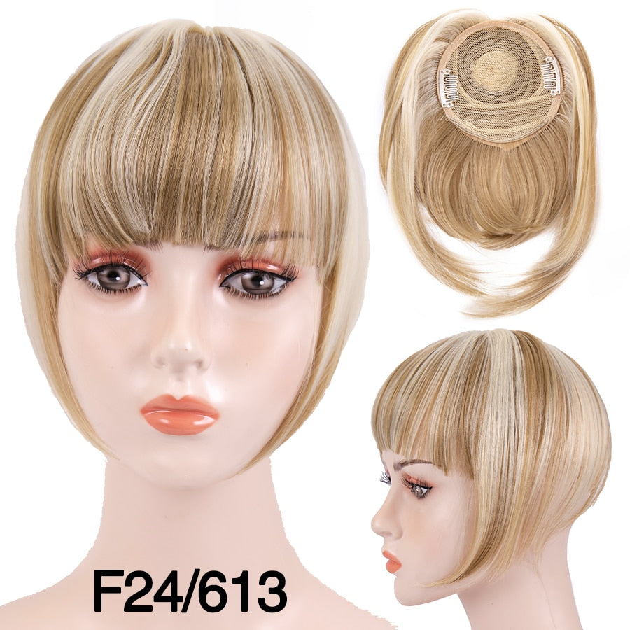 Alileader New Synthetic Blunt Bangs Soft Light Hair Bangs Clip On Hair Style Extensions False Fringe More Durable Straight Bang