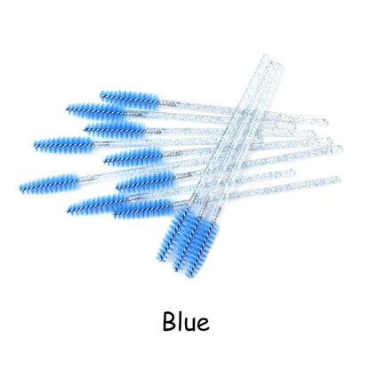 Disposable Eyelash Brush 25/50 Pcs Crystal Eye Brush Diamond Handle Mini Mascara Wands Brush Eyelash Extension Makeup Brush Set