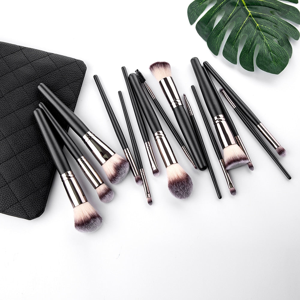 RANCAI 10/15pcs Professional Makeup Brushes Set Powder Foundation Eyeshadow Soft Synthetic Hair Brushes With Free Shipping