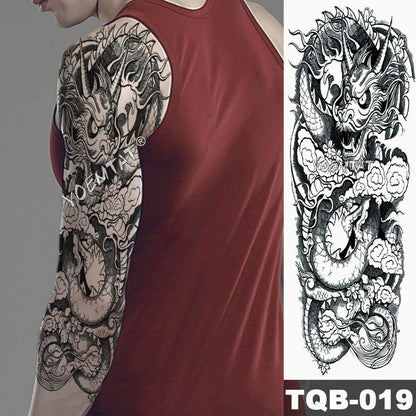 Large Arm Sleeve Tattoo Japanese Wave Waterproof Temporary Tattoo Sticker Lily Peacock Men Full Tiger Fox Tatoo Body Art Women