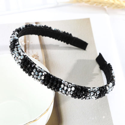 Haimeikang Retro Beaded Hairband Shiny Women Headband Hair Accessories Wide Simple Crystal Hair Hoop Head Band Girls Hairbands