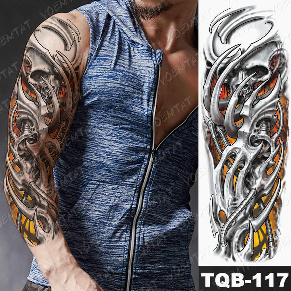 Large Size Waterproof Temporary Tattoo Stickers Prajna Demon Koi Dragon Flash Tatoo Man Body Art Transferable Fake Sleeve Tatto