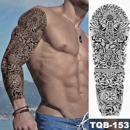 Large Size Waterproof Temporary Tattoo Stickers Prajna Demon Koi Dragon Flash Tatoo Man Body Art Transferable Fake Sleeve Tatto