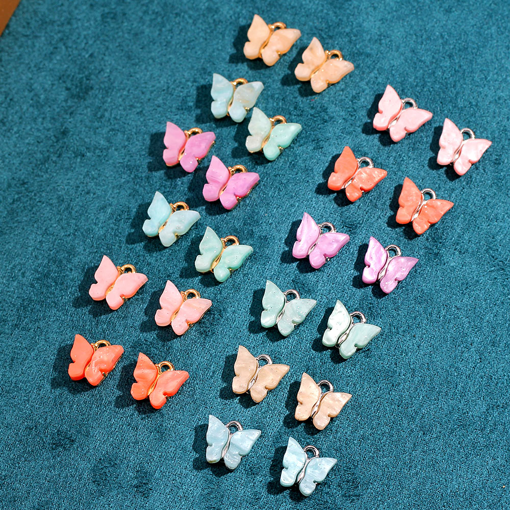 Flatfoosie 10Pcs/set Cute Butterfly Jewelry Accessories Fashion Multicolor Charm Jewelry for Making DIY Earrings Necklaces