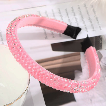 Haimeikang Retro Beaded Hairband Shiny Women Headband Hair Accessories Wide Simple Crystal Hair Hoop Head Band Girls Hairbands