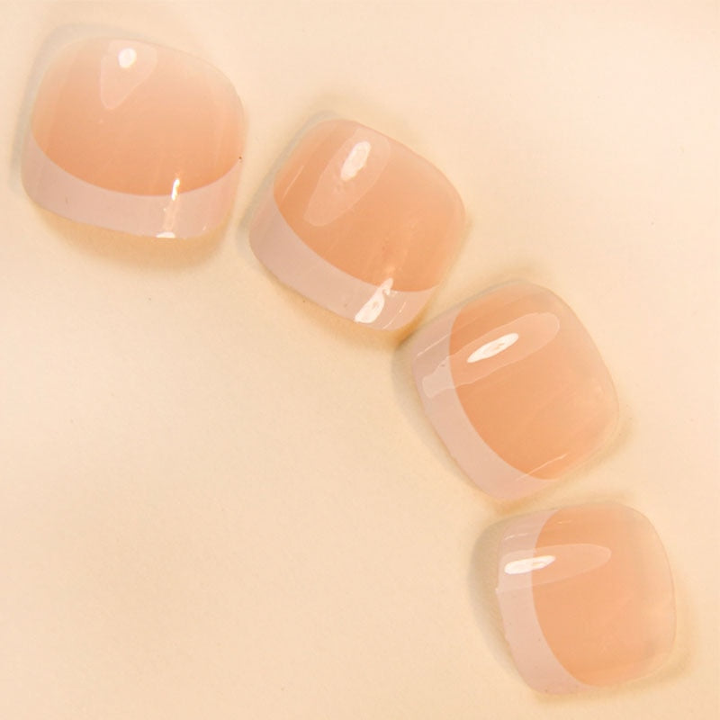 Classical French Fake Nails Toe Nail Tips French Artificial Nails Kit 24PCS False Nails Over Head Oval for Toes Fingers Nail Art