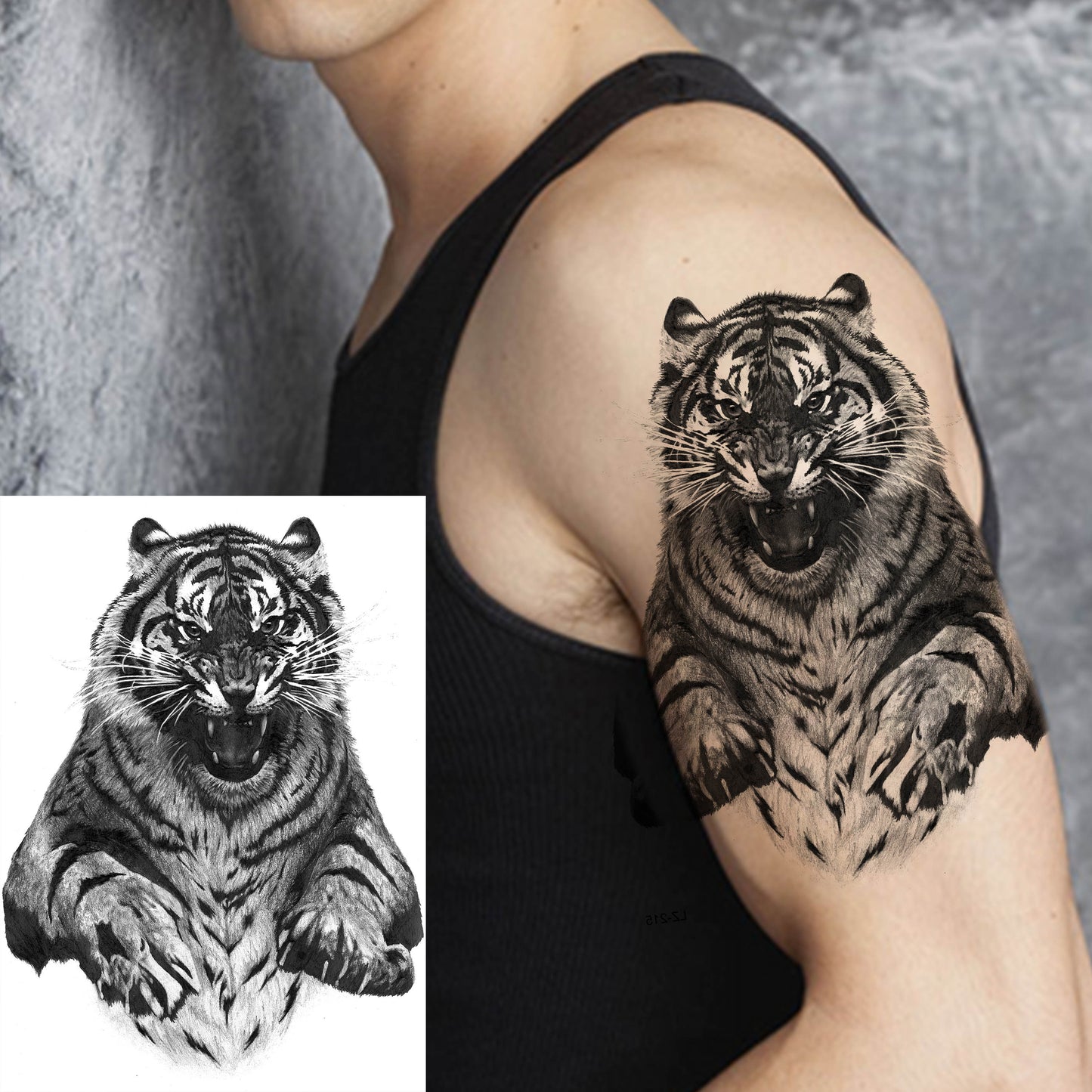 Big Black Tiger Tattoos Fake Men Wolf Leopard Tatoos Waterproof Large Beast Monster Body Arm Legs Tattoos Temporary Paper Cover