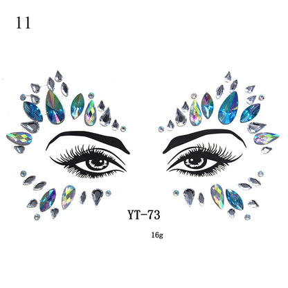 3D Crystal Tattoo Sticker Drill Stickers Eyes Sticker Party Face Stickers Face Decoration Diamond Masquerade Temporary Tattoo