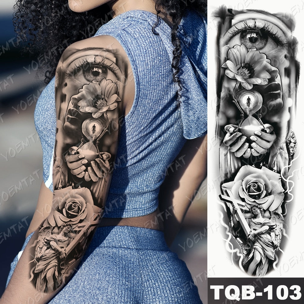 Large Size Waterproof Temporary Tattoo Stickers Prajna Demon Koi Dragon Flash Tatoo Man Body Art Transferable Fake Sleeve Tatto