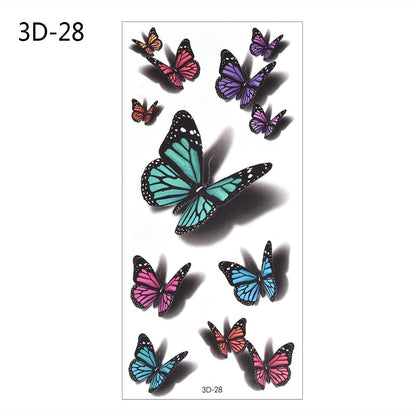 Temporary Tattoos Sticker for Women Body Art Tattoo Sticker 3D Butterfly Rose Flower Feather Tattoo Waterproof Halloween Gift