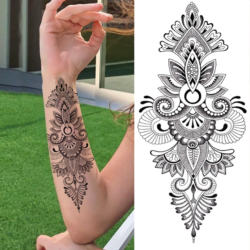 Large Realistic Flower Fake Tattoo Stickers For Woman Female Azalea Snake Flower Temporary Tattoos Body Art Water Transfer Tatoo