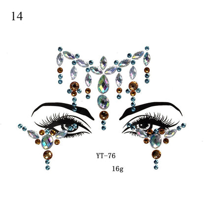 3D Crystal Tattoo Sticker Drill Stickers Eyes Sticker Party Face Stickers Face Decoration Diamond Masquerade Temporary Tattoo