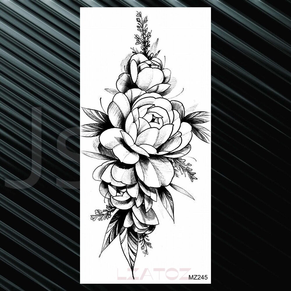 Women's Fashion Flower Temporary Tattoos Sticker Fake Rose Feather TatooS Decal Waterproof Body Art Legs Arm Tatoos For Women