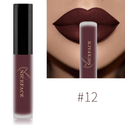 NICEFACE Lip Gloss Nude Matte Liquid Lipstick Long Lasting Lipgloss Waterproof Lip Glace Black Lipstick Lip Tint Free Shipping