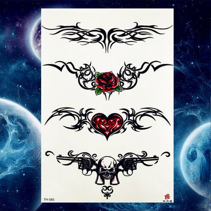 YURAN Black Tulip Totem Tattoos Stickers Women Body Waist Arm Art Bracelet Tattoos Temporary Girls Butterfly Tatoos Rose Chains