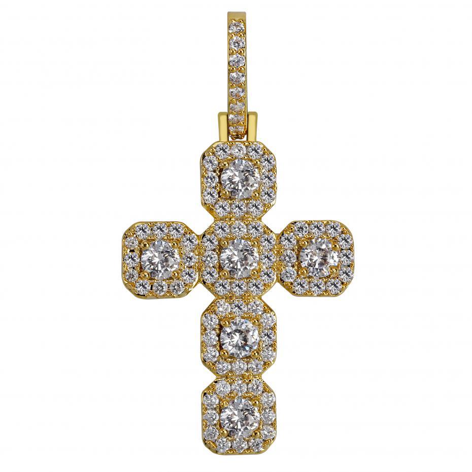 New Iced Out Cross Pendant Necklace Mens/Women Micro Paved AAA CZ Hip Hop Gold Silver Color Charm Chains Jewelry Gift