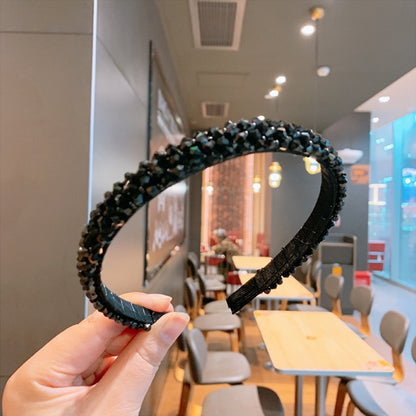 Haimeikang Retro Beaded Hairband Shiny Women Headband Hair Accessories Wide Simple Crystal Hair Hoop Head Band Girls Hairbands