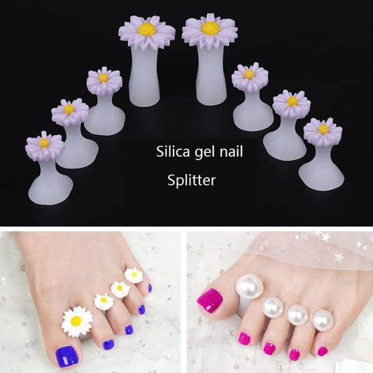 New product 8Pcs/Pack Silicone Toe Separator Daisy Flowers Designs Toe Spacers Manicure Tools Soft Nail Splitter Device
