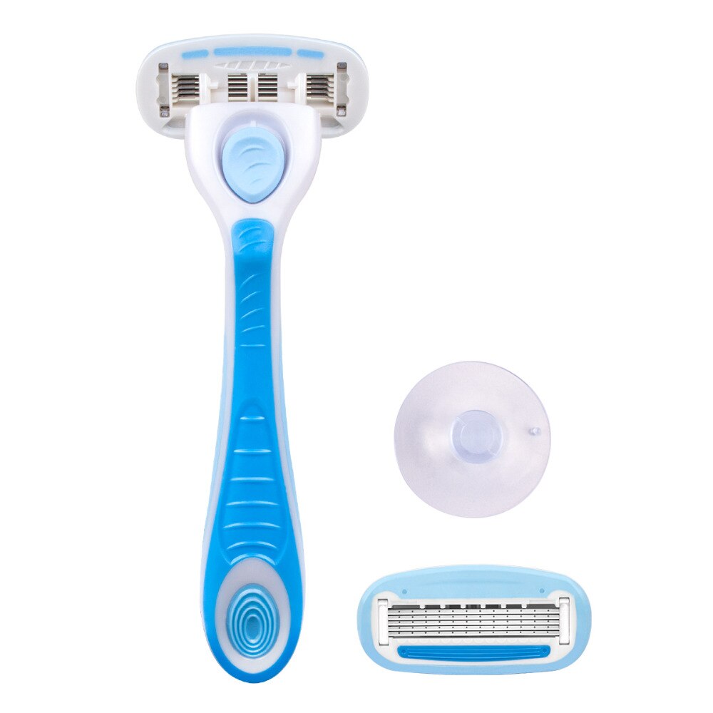 QSHAVE IT Lady Shaving 5-Blade Razor Women Bikini Hair Removal Blade Epilator Made in USA, Razor + 2 Cartridges + Holder + Stick