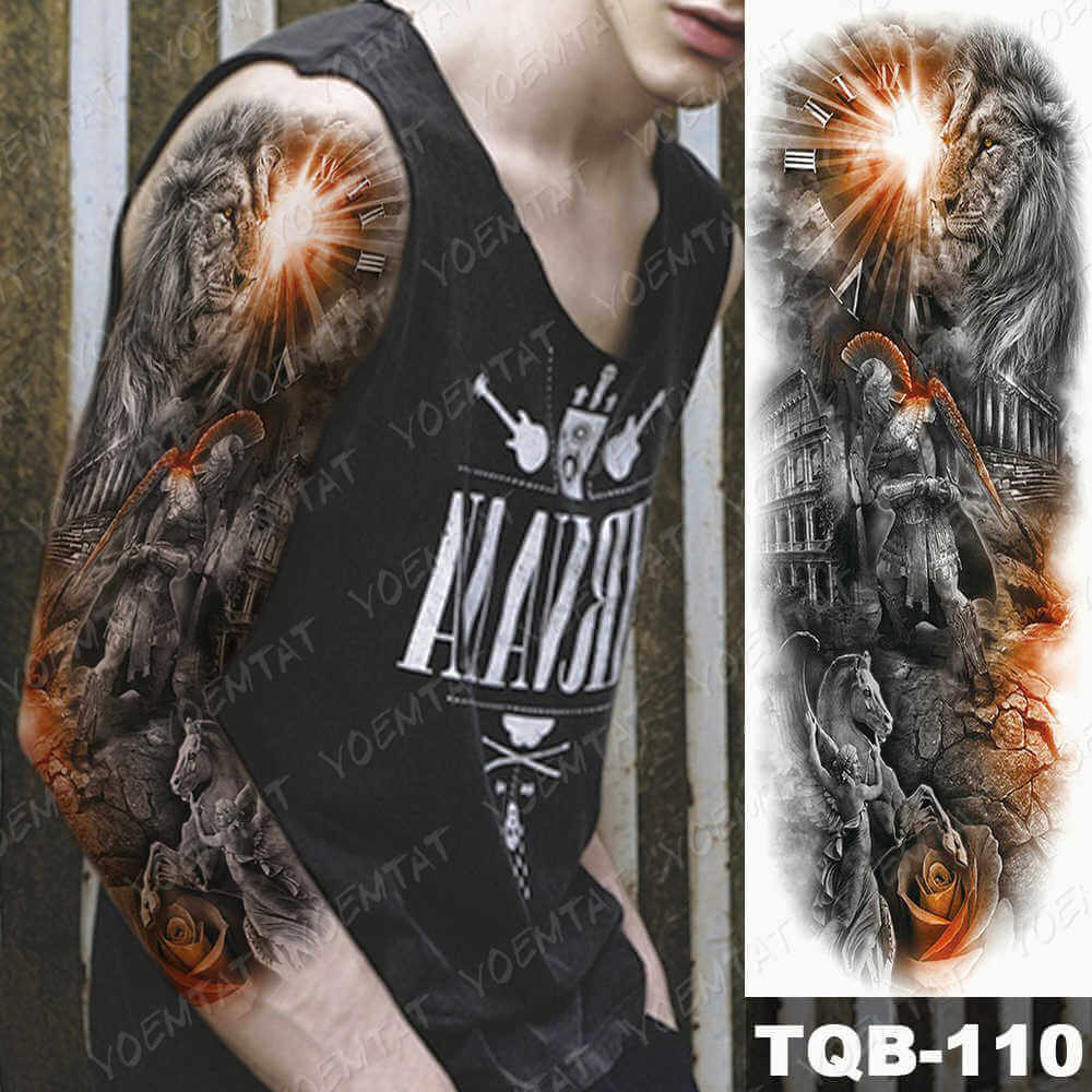 Large Size Waterproof Temporary Tattoo Stickers Prajna Demon Koi Dragon Flash Tatoo Man Body Art Transferable Fake Sleeve Tatto