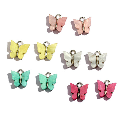 Flatfoosie 10Pcs/set Cute Butterfly Jewelry Accessories Fashion Multicolor Charm Jewelry for Making DIY Earrings Necklaces