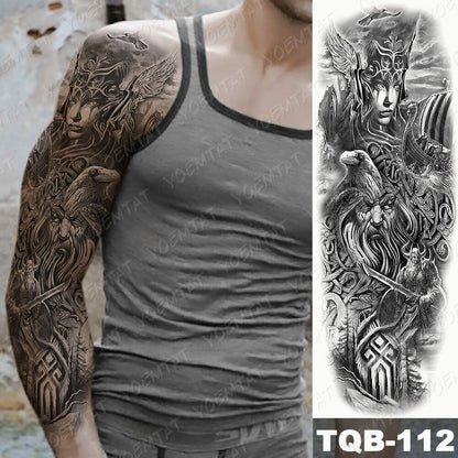 Large Size Waterproof Temporary Tattoo Stickers Prajna Demon Koi Dragon Flash Tatoo Man Body Art Transferable Fake Sleeve Tatto