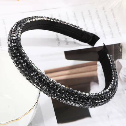 Haimeikang Retro Beaded Hairband Shiny Women Headband Hair Accessories Wide Simple Crystal Hair Hoop Head Band Girls Hairbands