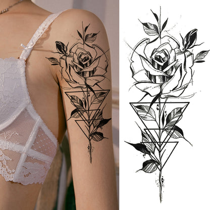 Women's Fashion Flower Temporary Tattoos Sticker Fake Rose Feather TatooS Decal Waterproof Body Art Legs Arm Tatoos For Women