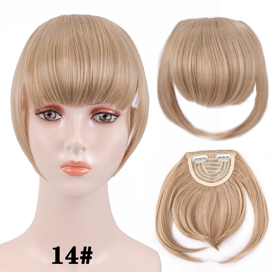 Alileader New Synthetic Blunt Bangs Soft Light Hair Bangs Clip On Hair Style Extensions False Fringe More Durable Straight Bang