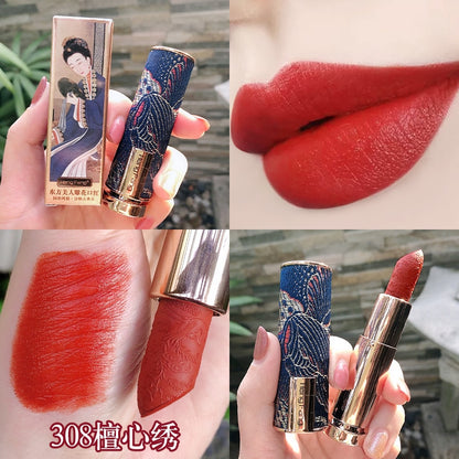 Oriental Classical Beauty Vintage Velvet Lipstick Matte Pigmented Waterproof Lasting Lip Makeup Silky touch Charming Cosmetics