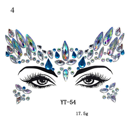 3D Crystal Tattoo Sticker Drill Stickers Eyes Sticker Party Face Stickers Face Decoration Diamond Masquerade Temporary Tattoo