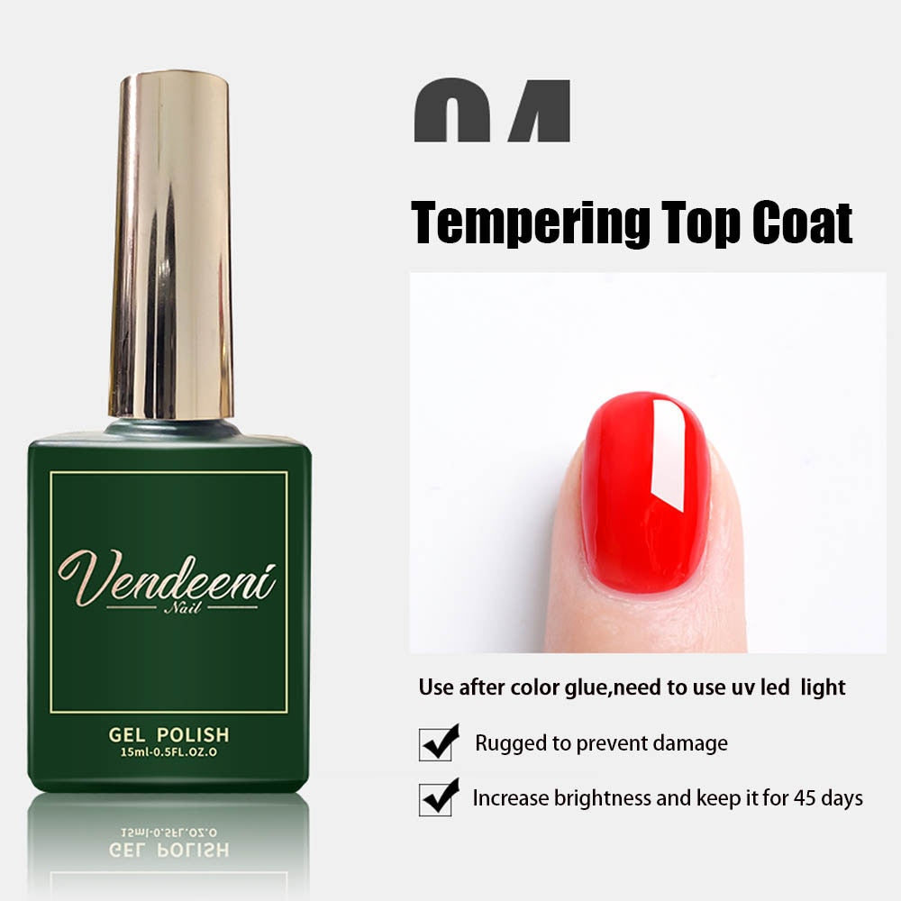 Vendeeni Nail Art Functional Gel Top Base Coat Tempering Matte Top Coat Reinforcing Gel Blossom Gel Foil Transfer Gel 15ml