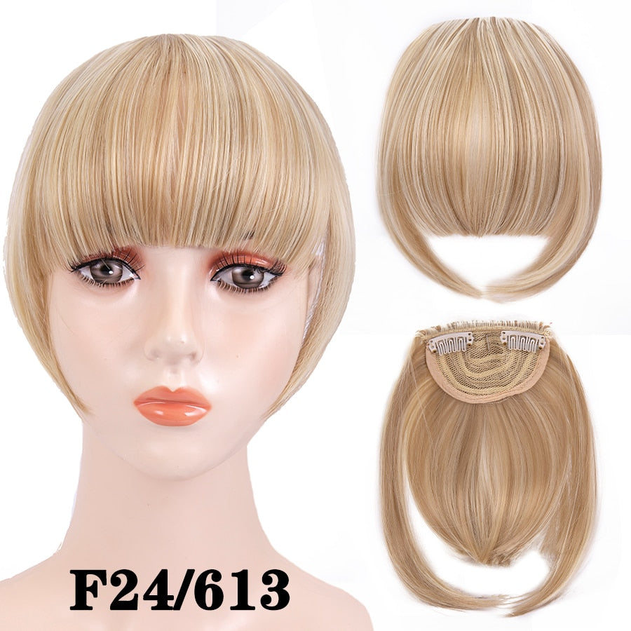 Alileader New Synthetic Blunt Bangs Soft Light Hair Bangs Clip On Hair Style Extensions False Fringe More Durable Straight Bang