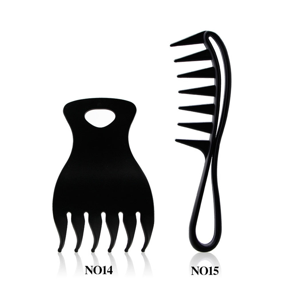 Handle Grip Large Tooth Detangling Curly Hair Comb Back Head Styling Beard Oil Comb Men Hairdressing Wide Teeth Comb Set Gift