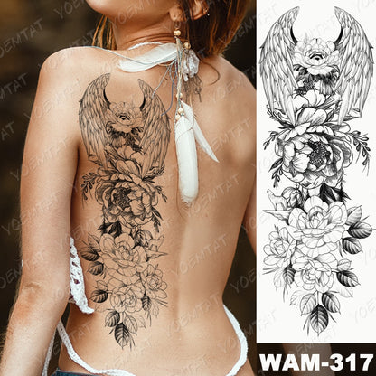 Large Arm Sleeve Tattoo Japanese Wave Waterproof Temporary Tattoo Sticker Lily Peacock Men Full Tiger Fox Tatoo Body Art Women