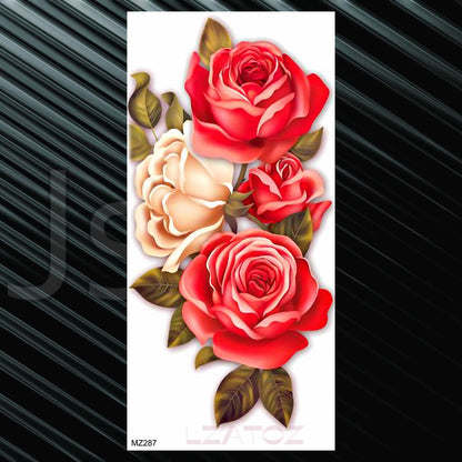 Women's Fashion Flower Temporary Tattoos Sticker Fake Rose Feather TatooS Decal Waterproof Body Art Legs Arm Tatoos For Women