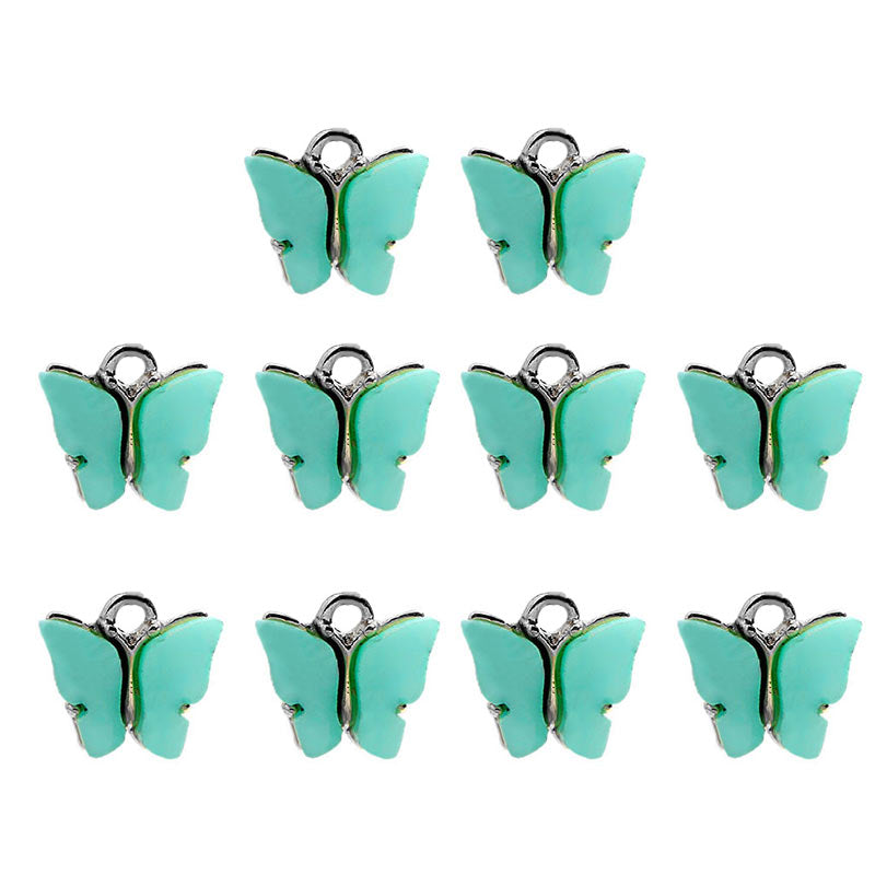 Flatfoosie 10Pcs/set Cute Butterfly Jewelry Accessories Fashion Multicolor Charm Jewelry for Making DIY Earrings Necklaces