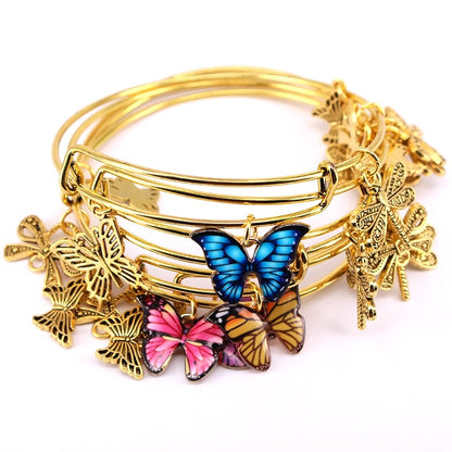 5pcs Gold Color Bangle Bracelet Set Adjustable Wire Cuff Bracelets for Women Fashion Jewelry Charm Bangles Gift C042