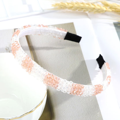 Haimeikang Retro Beaded Hairband Shiny Women Headband Hair Accessories Wide Simple Crystal Hair Hoop Head Band Girls Hairbands