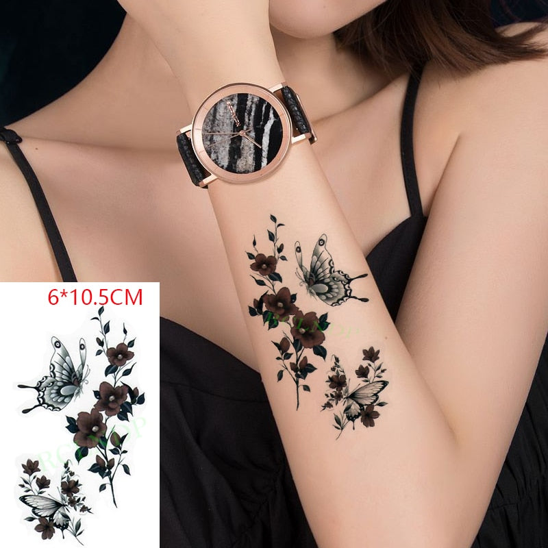 Water Transfer fake tattoo sticker sketch Rose flower snake tattoos Waterproof Temporary Tatto flash tatoo for woman man