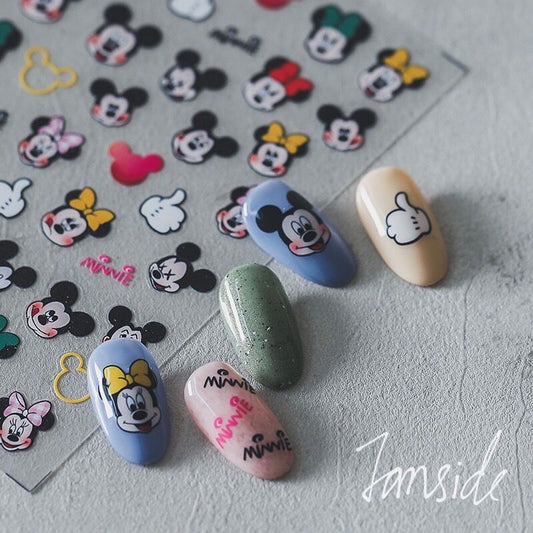 Disney Princess Series Cartoon Anime Nail Stickers Mickey Mouse Minnie Stitch Nail Art Nail Art Decals Nail Decoration