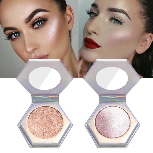 QIBEST 5 Colors Highlighter Facial Bronzers Palette Makeup Glow Face Contour Shimmer Powder Body Illuminator Glitter Cosmetic