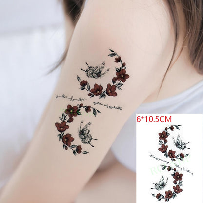 Water Transfer fake tattoo sticker sketch Rose flower snake tattoos Waterproof Temporary Tatto flash tatoo for woman man