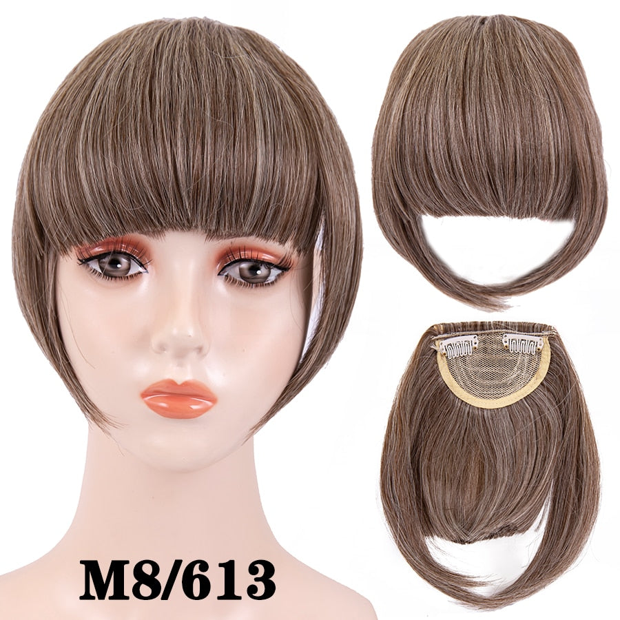 Alileader New Synthetic Blunt Bangs Soft Light Hair Bangs Clip On Hair Style Extensions False Fringe More Durable Straight Bang