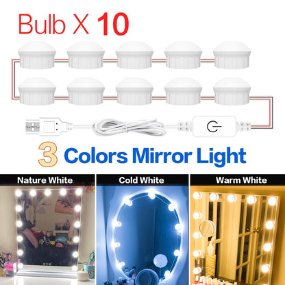 Led Vanity Light Makeup Mirror Light Bulb 12V LED USB Cable Powered Dressing Table Make Up mirror Lamp Decor Bathroom Wall lamp