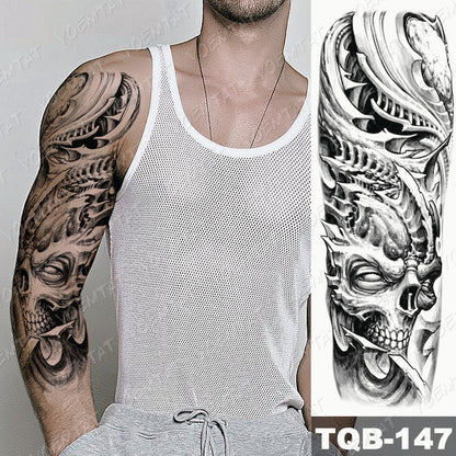 Large Size Waterproof Temporary Tattoo Stickers Prajna Demon Koi Dragon Flash Tatoo Man Body Art Transferable Fake Sleeve Tatto