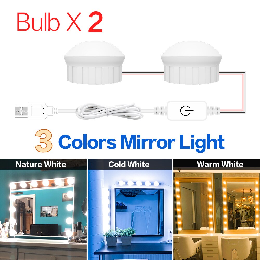 Led Vanity Light Makeup Mirror Light Bulb 12V LED USB Cable Powered Dressing Table Make Up mirror Lamp Decor Bathroom Wall lamp