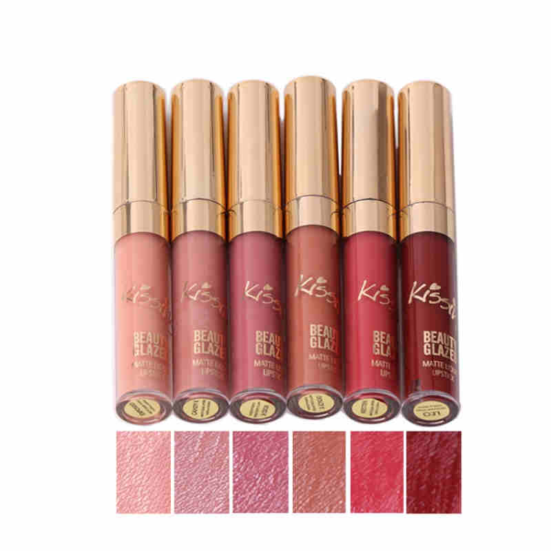 BEAUTY GLAZED 6pcs/Set Professional Liquid Lipstick Lip Gloss Makeup Matte Lipstick Lip Kit Long Lasting Cosmetics Waterproof